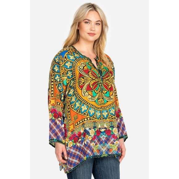 Johnny Was Reasona Stain Glass Silk Boho Tunic - Picture 5 of 8